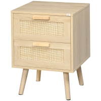 HOMCOM Table de Chevet pour Chambre à Coucher en Style Boho, 40x40x56cm, Couleur Bois Naturel