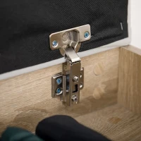 HOMCOM Meuble à Chaussures Gain de Place Rembourré avec 2 Étagères Ouvertes et Espace de Rangement Caché, en Bois et Simili Cuir, 80x30x45 cm(m-4)