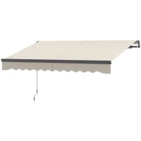 Outsunny Auvent Électrique Rétractable avec Manivelle Inclinaison Ajustable et Protection UV pour Jardin Terrasse 296x250 cm Crème(m-1)