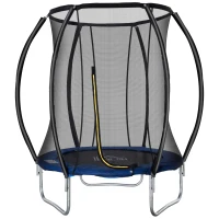 HOMCOM Trampoline Ø 183 cm avec filet de sécurité et revêtement antirouille galvanisé usage extérieur bleu et noir(m-12)