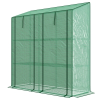 Outsunny Serre de jardin avec Couverture en PE, 6 Étagères et 2 Portes Enroulables, 143x46x151cm, Vert