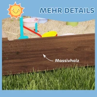 AIYAPLAY Bac à sable, Bac à sable avec auvent et porte en filet, Banquettes, Protection du sol, Marron(m-4)