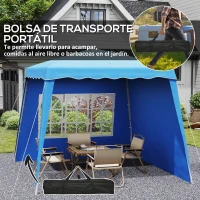 Outsunny Tente Pliable Pop-up 2,89x2,89m Pavillon de Jardin avec Parois Latérales Hauteur Ajustable Protection UV50+ Bleu(m-4)
