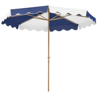 Outsunny Parasol Grand avec Protection UV 50+ et Auvent Ajustable pour Jardin Patio et Terrasse Ø2,67x2,38 m Rayures Bleu et Blanc(m-1)