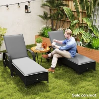 Outsunny 2 Coussins pour Chaises Longues de Jardin avec Protection UV Résistants aux Eclaboussures 193x58x6 cm Gris(m-4)