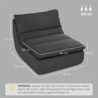 HOMCOM Chaise de sol en mousse, chaise longue, fauteuil de salon pour le salon, chambre à coucher, gris(m-3)