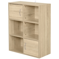 HOMCOM Étagère en Bois, Étagère Polyvalente avec 3 Niveaux 4 Compartiments et 2 portes, 61,5x29,5x80cm
