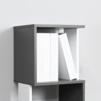 HOMCOM Bibliothèque Moderne Gain de Place à 5 Étagères en Bois, 33x28x161 cm, Gris et Blanc(m-3)