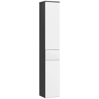 Kleankin Colonne de Salle de Bain Salvaspazio en Bois avec 2 Armoires et Tiroir, 30x28x180 cm, Noir(m-6)