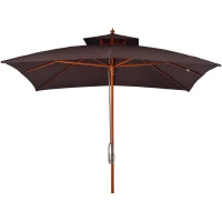 Outsunny Sombrilla de Jardín 3x3x3 m con Doble Techo Sistema de Polea Impermeable para Terraza Balcón Exterior Marrón(m-10)