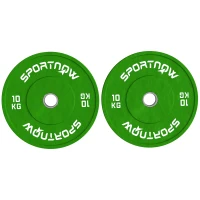 SPORTNOW Set 2 Disques Poids de 10kg en Caoutchouc avec Trou de 2"/5 cm pour Haltères et Barres, Vert(m-6)