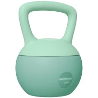 SPORTNOW Pesa Rusa 10 kg Kettlebell Relleno de Arena Metálica y Mango Antideslizante para Entrenamiento en Casa 21x21x30 cm Verde(m-1)