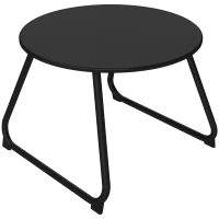 Outsunny Table Basse d'Extérieur Ø48x37 cm en Métal Noir avec Pieds Réglables(m-5)