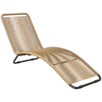 Outsunny Bain de soleil, chaise longue en résine tressée, en forme de S, cadre en acier  176 x 58 x 82 cm, naturel(m-10)