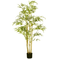 HOMCOM Bambou dans Pot Artificiel Haut 150cm pour Intérieur et Extérieur, Vert