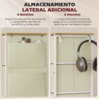 HOMCOM Cajonera de Tela Cómoda con 4 Cajones 4 Bolsillos Laterales 2 Ganchos y Estructura de Acero Beige(m-5)