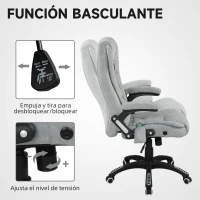 Vinsetto Silla Oficina con Masaje de 6 Puntos con Función Basculante con Calefacción Altura Ajustable 65x71x110-120 cm Gris(m-6)