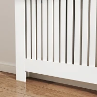 HOMCOM Cache-radiateur à Lamelles Anti-basculement avec Tiroir de Rangement, en Bois, 112x19x97 cm, Blanc(m-4)
