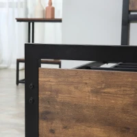 HOMCOM Structure Lit Simple en Bois et Acier avec Lattes de Style Industriel, 90x200 cm(m-4)