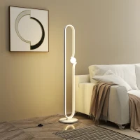 HOMCOM LED Floor Lamp, Dimmable Floor Standing Lamp with Glass Night Light, Foot Switch for Living Room, Bedroom, Office, White(m-8)