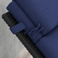 Outsunny Coussin pour Transat et Chaise Longue en Tissu avec Lacets de Fixation, Bleu Foncé(m-3)
