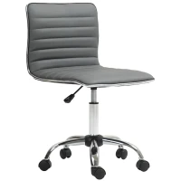 HOMCOM Chaise de Bureau Ergonomique en Cuir PU avec Hauteur Réglable, Assise Pivotante et Roulettes, Gris Foncé(m-1)