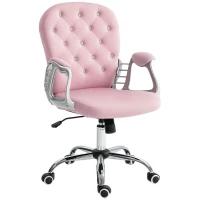 Vinsetto Chaise de Bureau en Velours avec Hauteur Ajustable Reposabrazos et Décorations en Diamants 59,5x60,5x93-103 cm Rose(m-6)