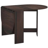 HOMCOM Table Pliante avec 2 Rabats Ovales, Console Gain de Place en Bois, Marron(m-1)