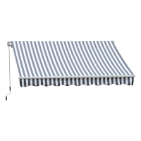 Outsunny Store Banne à Bras Articulés Protection Solaire Manivelle Balcon Aluminium Gris Blanc 2,95 x 2,45 m