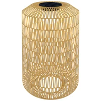 Outsunny Solar Stehlampe Rattan Solarlampen mit Solarpanel LED Solarleuchte im Boho-Stil IP44 Outdoor Ø30 x 55 cm(m-6)