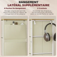 HOMCOM Commode 4 tiroirs en tissu, meuble de rangement avec 4 poches, 2 crochets, structure en acier, 45 x 30 x 94,5 cm, beige(m-5)
