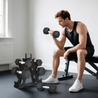 SPORTNOW Conjunto de Halteres 6 Peças 2 x 2 kg 2 x 5 kg 2 x 8 kg com Revestimento em Borracha Antideslizante e Suporte Preto(m-2)