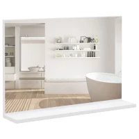 Miroir de Salle de Bain Kleankin avec Étagère Murale Design Moderne et Polyvalent, 60x12x40 cm, Blanc(m-5)