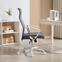HOMCOM Fabric High Back Office Chair - Grey(m-9)