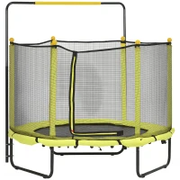 ZONEKIZ Cama Elástica Infantil Trampolín para Niños de 3-10 Años con Red de Seguridad Ø140x120-140 cm Amarillo(m-10)