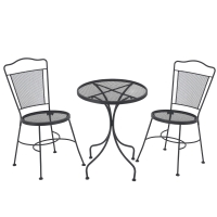 Outsunny Set da Giardino da 3 Pezzi, Tavolino Rotondo con 2 Sedie da Esterno in Metallo, Nero