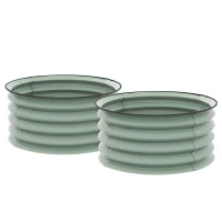 Outsunny Lot de 2 bacs de plantation galvanisés, Ø60 x 30H cm Pots de fleurs avec fond ouvert pour différentes plantes, Vert(m-7)