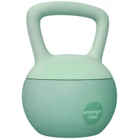 SPORTNOW Kettlebell de 10 kg Pesa Russa Preenchida de Areia Metálica e Alça Antiderrapante para Treino em Casa Ginásio 21x21x30 cm Verde(m-10)