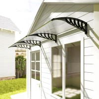 Outsunny Auvent Moderne en Polycarbonate, Aluminium et PP pour Balcons, Fenêtres et Portes, 303x96x27 cm, Noir et Transparent(m-4)