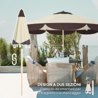 Outsunny Parasol de Jardin Ø2.6 m avec Couverture UV50+, Ouverture d'Aération et 8 Baleines, Beige(m-3)