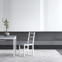 HOMCOM Ensemble de salle à manger pour 2 personnes, 2 chaises, 1 table, Pin, Blanc + Gris(m-4)