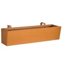 Outsunny Jardinera Rectangular Colgante de Acero con 2 Ganchos Ajustables y 2 Orificios de Drenaje para Balcón 91x35x24 cm Marrón(m-1)