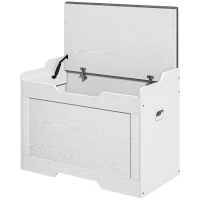 HOMCOM Banc Coffre de 103L Polyvalent en Bois avec Coussin en Tissu, 75x40x56cm, Blanc(m-6)