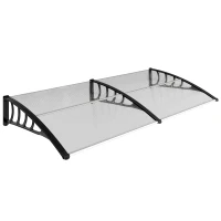 Outsunny Marquise de Proteção 200x96 cm Marquise Exterior para Portas e Janelas contra o Sol e Chuva com Suporte de PP Policarbonato Transparente(m-1)