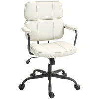 HOMCOM Chaise bureau fauteuil de bureau avec fonction à bascule, hauteur réglable et pivotant 60,5 x 59 x 89-97 cm, crème(m-11)