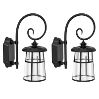 Outsunny Lot de 2 lampes murales appliques solaires LED pour l'extérieur IP44 16,5x25,5x41cm noir(m-11)