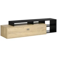 HOMCOM Meuble TV banc TV jusqu'à 65 pouces avec étagère amovible style contemporain porte basculante pour salon chambre(m-11)