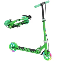 AIYAPLAY Scooter pour enfants, Double frein, Cadre en métal, Béquille, pliable, 3-8 ans, Vert(m-6)