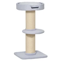 PawHut Arranhador para Gatos Altura 91 cm de 3 Níveis com Ninho Plataforma e Poste de Sisal 45x45x91 cm Azul Claro(m-10)