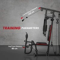 SPORTNOW Stazione Fitness Multifunzione con 45 kg di Pesi per Home Gym, 160x108x200 cm, Nero(m-7)